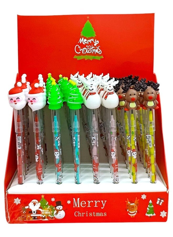 AMYCAUR Christmas Stackable Push Pencils With Santa Claus - Gift for Kids, Return Gift (20pcs) - Image 1